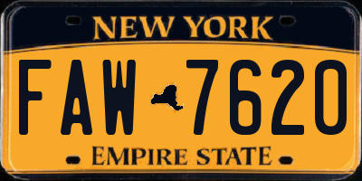 NY license plate FAW7620