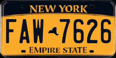 NY license plate FAW7626