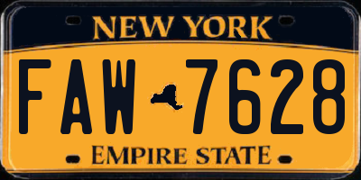 NY license plate FAW7628