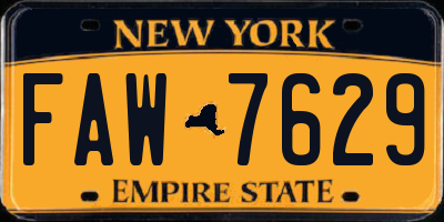 NY license plate FAW7629