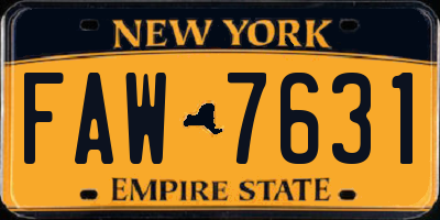 NY license plate FAW7631