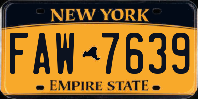 NY license plate FAW7639