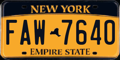 NY license plate FAW7640