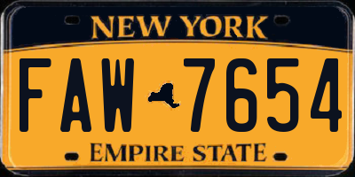 NY license plate FAW7654