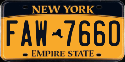 NY license plate FAW7660