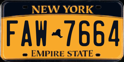 NY license plate FAW7664