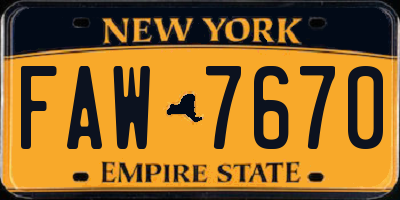 NY license plate FAW7670