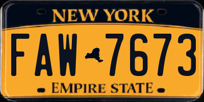 NY license plate FAW7673