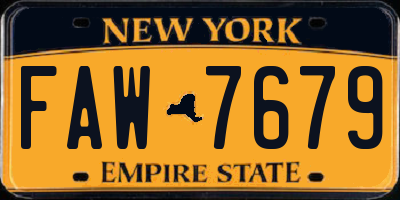 NY license plate FAW7679