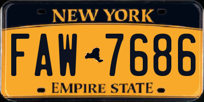 NY license plate FAW7686