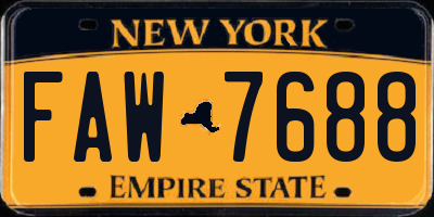NY license plate FAW7688