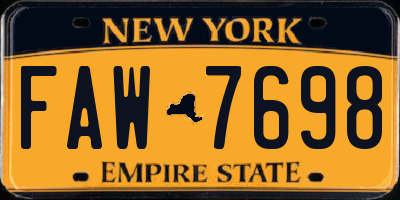 NY license plate FAW7698