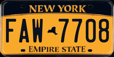 NY license plate FAW7708