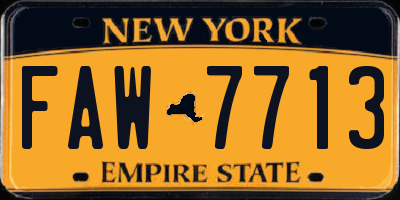 NY license plate FAW7713