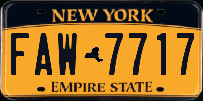 NY license plate FAW7717