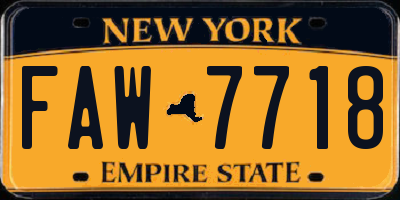 NY license plate FAW7718