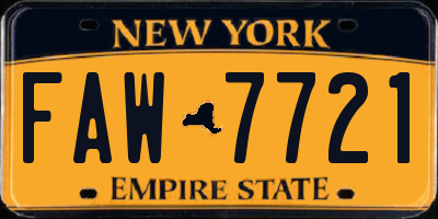 NY license plate FAW7721