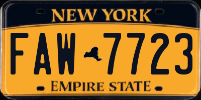 NY license plate FAW7723