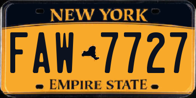 NY license plate FAW7727