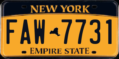NY license plate FAW7731