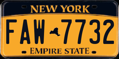 NY license plate FAW7732