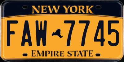 NY license plate FAW7745