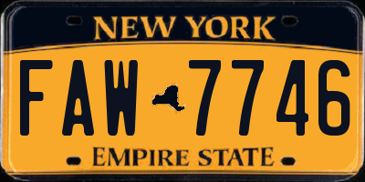 NY license plate FAW7746