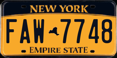 NY license plate FAW7748