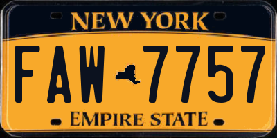 NY license plate FAW7757