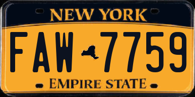 NY license plate FAW7759