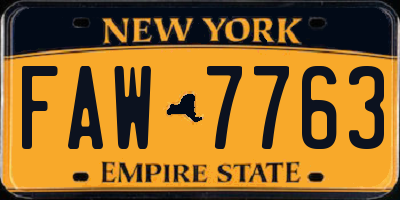 NY license plate FAW7763