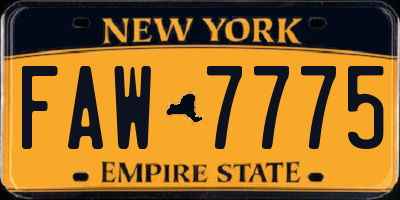 NY license plate FAW7775
