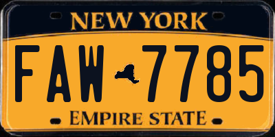 NY license plate FAW7785