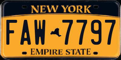 NY license plate FAW7797