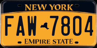 NY license plate FAW7804