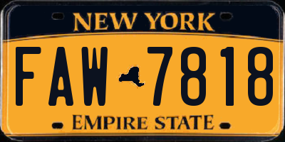 NY license plate FAW7818