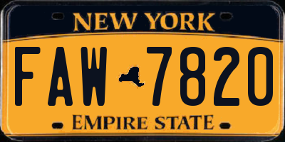 NY license plate FAW7820