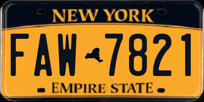 NY license plate FAW7821