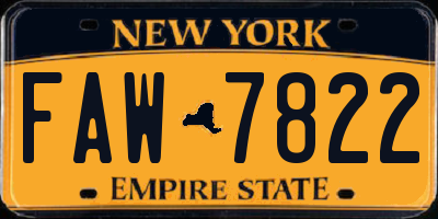 NY license plate FAW7822