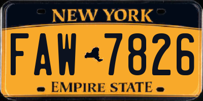 NY license plate FAW7826