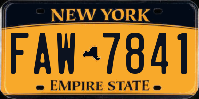NY license plate FAW7841