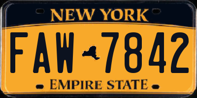 NY license plate FAW7842