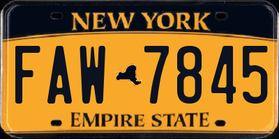 NY license plate FAW7845