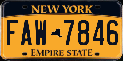 NY license plate FAW7846