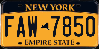 NY license plate FAW7850