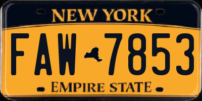NY license plate FAW7853