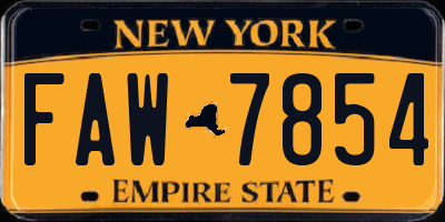 NY license plate FAW7854