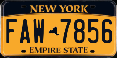 NY license plate FAW7856