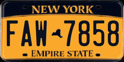 NY license plate FAW7858