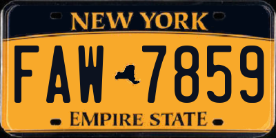 NY license plate FAW7859